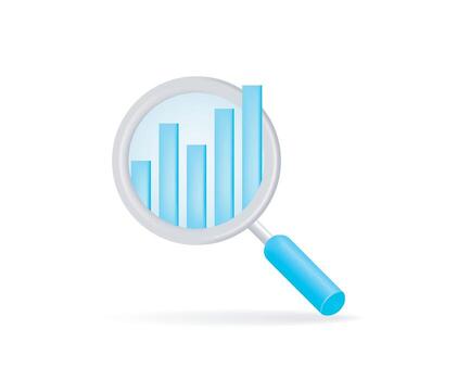 Data statistics bar searching magnifying glass vector