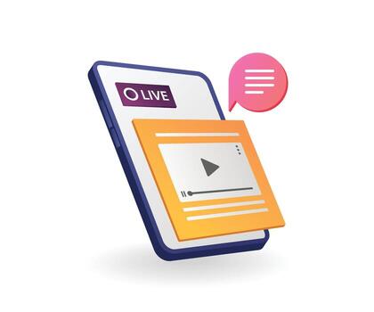 En Vivo transmisión videos en línea en móvil teléfono concepto ilustración vector