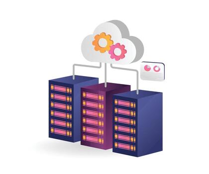 grande datos servidor nube almacenamiento concepto vector