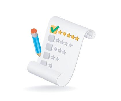 Checklist with ratings and pencil vector