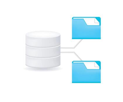 base de datos almacenamiento dividir carpeta ilustración concepto vector
