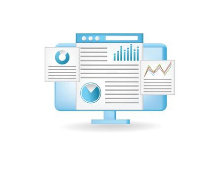 Computer screen displaying data analysis vector