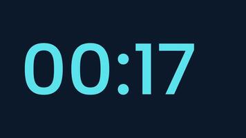 20 second countdown timer with navy background for deadline tension suitable for presentation, websites, and social media posts. Light blue digital timer counting down to create urgency video