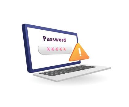 Laptop screen displaying a password warning vector