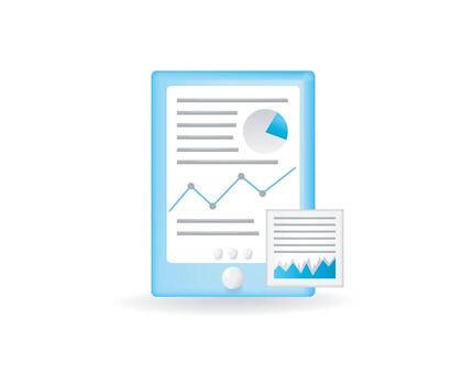 Digital tablet with data charts vector