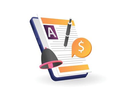 Mobile document editing with notifications and payments vector