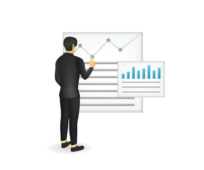 Man analyzing data on a chart vector