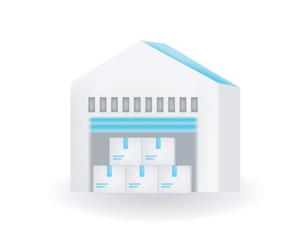 Warehouse with stacked shipping boxes vector