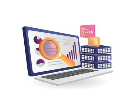 Laptop with data analytics graphics vector