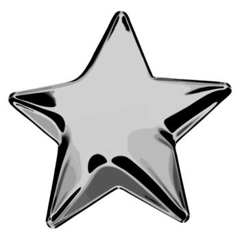 3d chrome silver star shape. Metallic halftone semitone retro effect. Realistic shimmering decorative object. Holographic sticker. Y2k space retro futuristic sci-fi element. vector