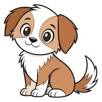 linda dibujos animados perrito en plano estilo en blanco antecedentes vector