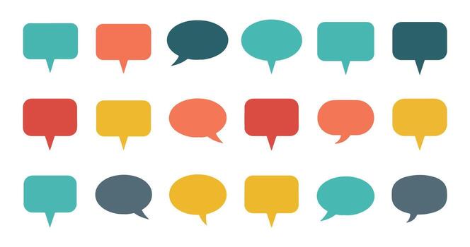 Collection of colorful flat design speech bubbles in various shapes vector