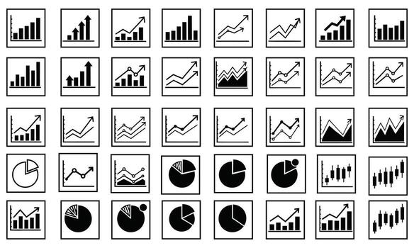 Various chart icons graph line vector
