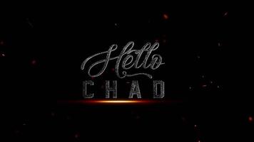 Olá Chade texto com uma grunge efeito e brilhando brasas em uma Sombrio fundo, 4k resolução video