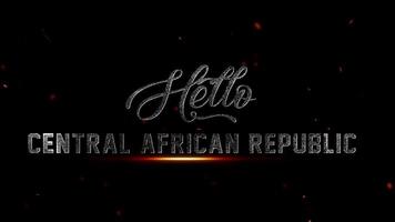 central africano república texto com fogo efeito em Preto fundo, patriótico conceito, 4k resolução video
