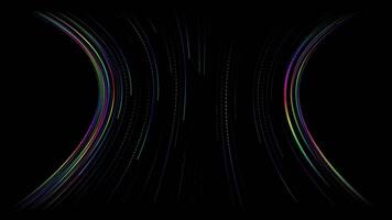 hög hastighet internet data strömma visualisering med neon ljus rader svart bakgrund video