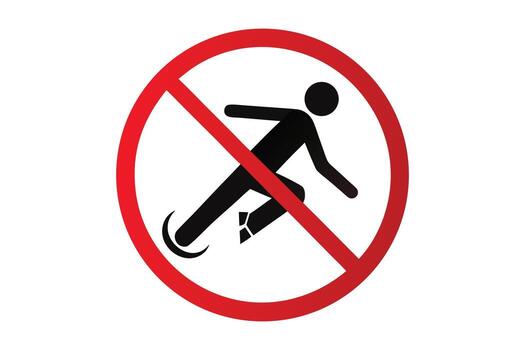 No Running Symbol Black Stick Figure in Red Circle with Diagonal Line Prohibiting Action vector