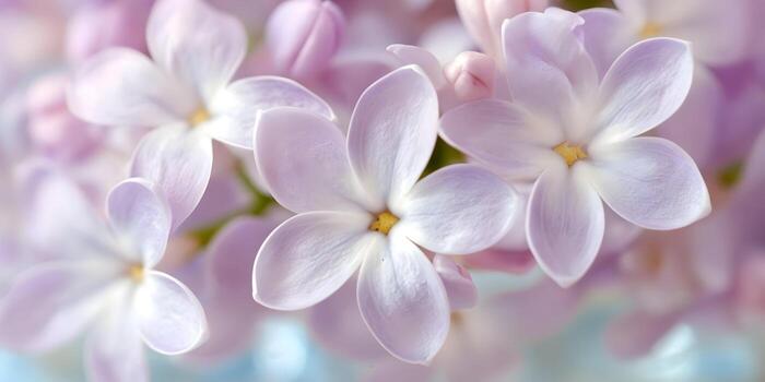 Close up of pale lilac flowers blooming photo