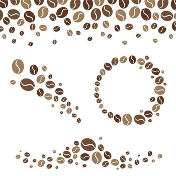 marcos y patrones con café frijoles en un blanco antecedentes vector