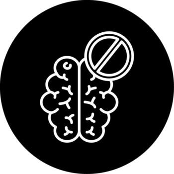 cerebro no trabajando línea circulo invertido vector