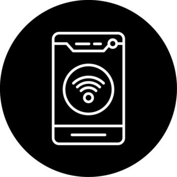 inalámbrico Wifi conexión línea circulo invertido vector