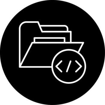 código fuente carpeta línea circulo invertido vector