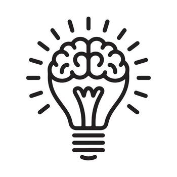 Arte de cerebro en un bombilla simbolizando idea vector