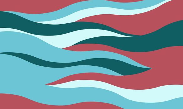 Abstract wavy pattern in teal, blue, and dusty rose. Perfect for website backgrounds, social media graphics, or textile designs. Evokes feelings of calmness and fluidity. vector