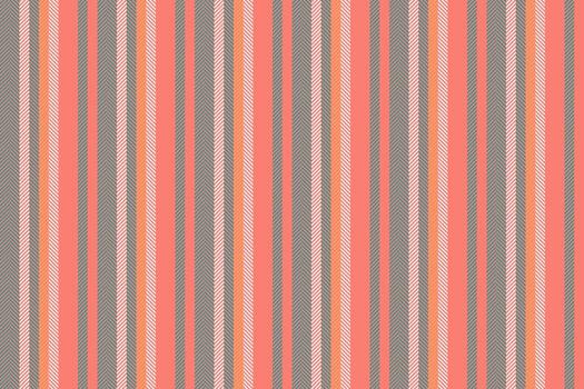 Stylish striped textile pattern. Elegant vertical lines in coral, orange, and grey, creating a modern, versatile backdrop. Use for fashion, design, backgrounds, or creative projects. vector