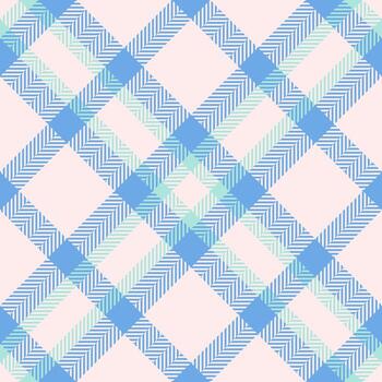 Pajamas plaid background fabric, many tartan pattern. 20s seamless check texture textile in linen and cyan colors. vector