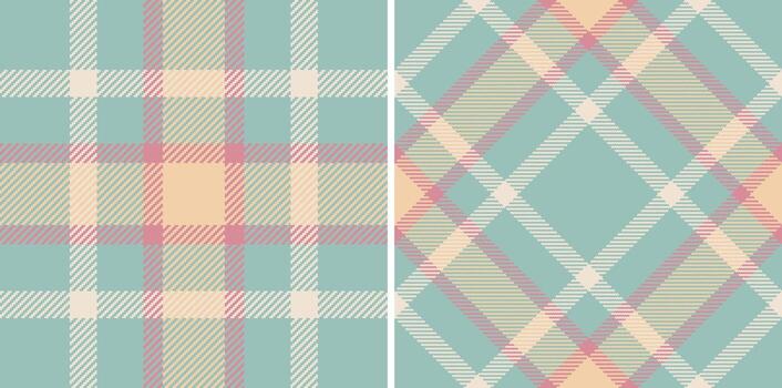 Plaid tartan of texture seamless check with a background pattern fabric textile. Set in trendy colors of messy stripe art. vector