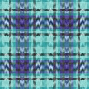 Detailed, seamless tartan pattern in calming turquoise and subtle purples. Ideal for backgrounds, textiles, or digital designs requiring a classic touch. Versatile texture. vector
