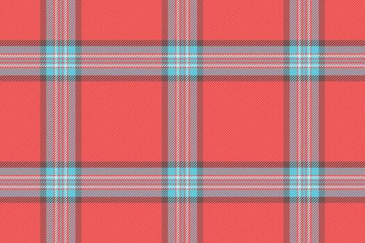 Italian seamless check plaid, fall fabric background texture. Aesthetic pattern textile tartan in red and cyan colors. vector