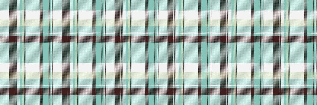 Hora de verano textil tartán sin costura, 1960 cheque antecedentes tartán. cuerda textura modelo tela en verde azulado y blanco colores. vector