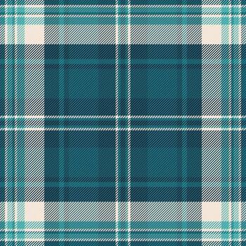 Classic tartan pattern with blue white hues. Versatile for backgrounds, textiles, designs. Evokes tradition, warmth, cozy vibes. Use for branding, web, or print. vector