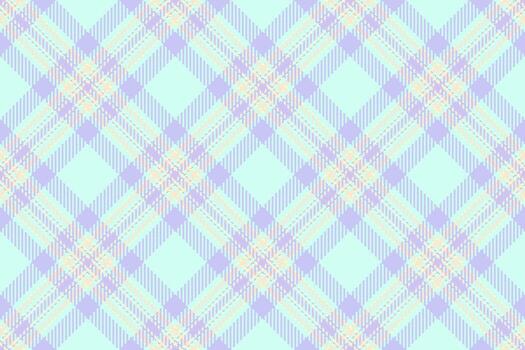 Pastel plaid pattern. Subtle diagonal tartan with lilac, mint, cream hues. Ideal for backgrounds, textiles, designs requiring a calming, soft texture. vector