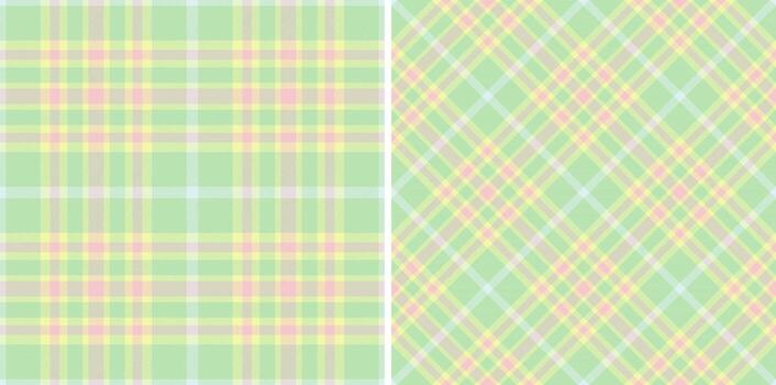 Tartan pattern texture of fabric check plaid with a seamless textile background. Set in rainbow colors for scrapbook layout ideas. vector