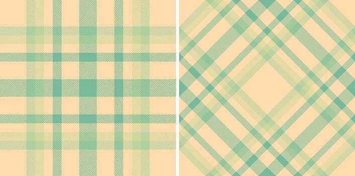 Elegant fabric patterns. Seamless plaid textures, herringbone woven in green and beige. Great for textile design, backgrounds, and print projects. vector