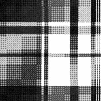 Graphical plaid texture pattern, path check background fabric. Customize seamless tartan textile in black and white colors. vector