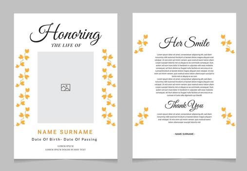 Honoring the Life Funeral Program Template Memorial Service Obituary Booklet vector