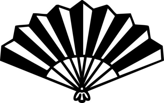 simple line drawn open traditional japanese folding fan vector
