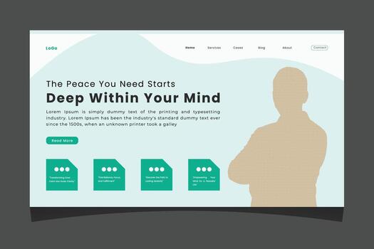 Landing page concept with pointing and a motivational text web design vector