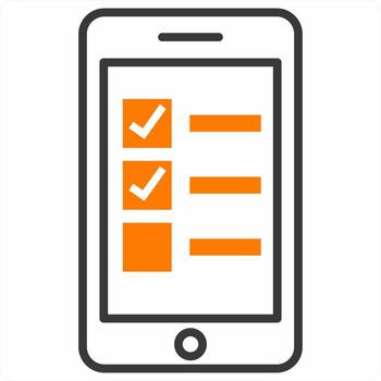 Lista de Verificación y tarea concepto en naranja color vector