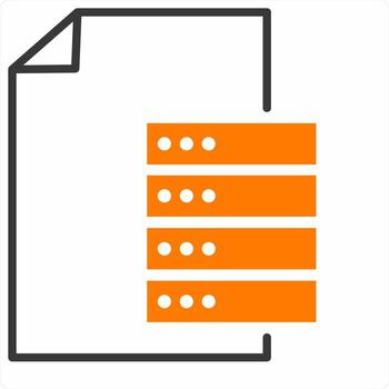 base de datos documento icono concepto en naranja color vector