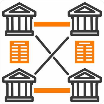 Distributed Ledger icon concept in orange color vector