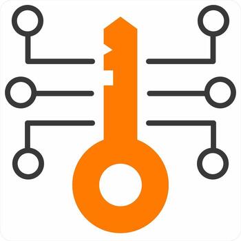 digital llave icono concepto en naranja color vector