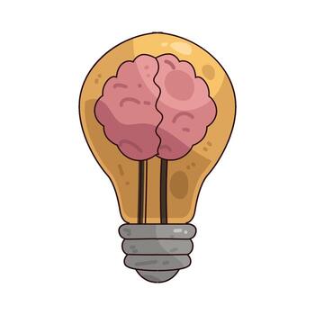 Illustration of Lightbulb with Brain Inside vector