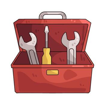 Illustration of an Open Red Toolbox vector