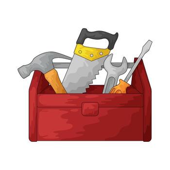 ilustración de un caja de herramientas con herramientas vector