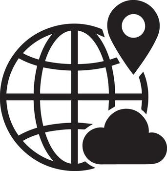 Cloud and Globe. Machine Learning - Line Icon. Stock Illustration vector